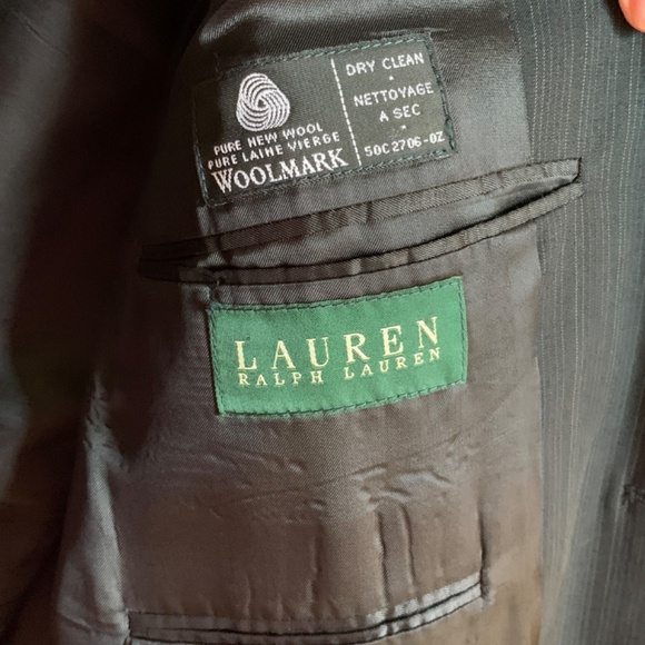 Lauren Ralph Lauren Sport Coat Mens 42 R Wool 2 Button Blazer Pinstriped Black - Picture 13 of 16